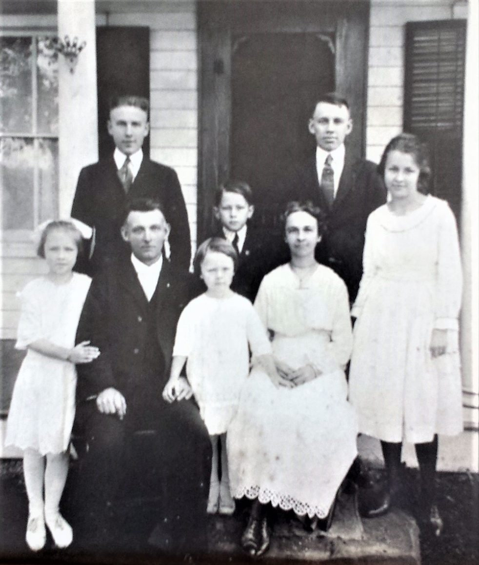 Henry Brenzel Family Mary A (Clum), Henry, Marguerite(Smith), Mary C, Mildred(Doyle) Raymond, Roland, Ralph, circa 1917 courtesy of Janis Lawson